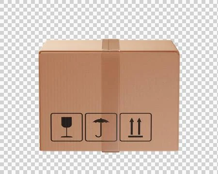 3d Cardboard shipping box with strap Stock Illustration