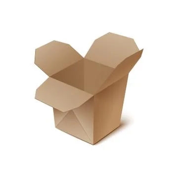 3D cardboard template of an open box isolated on a white background. Stock Illustration
