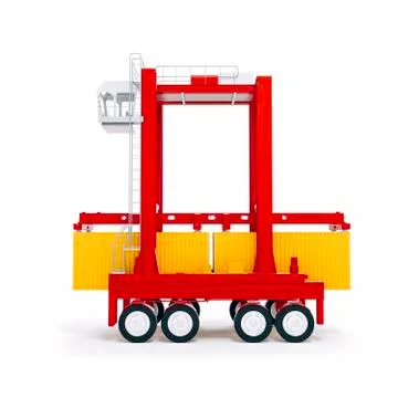 3d cargo container and crane on white backgorund Illustrazione stock
