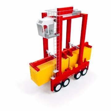 3d cargo container and crane on white backgorund Stock Illustration