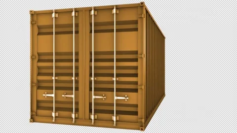 A 3d cargo container rotating on an alpha channel background in a seamless loop Stock Footage 140490712