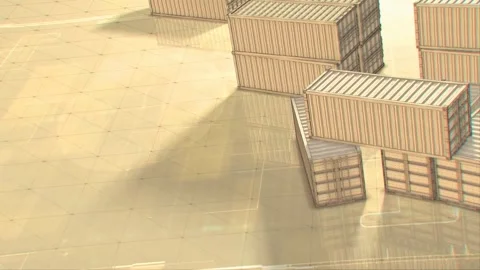 3D Cargo Containers Stacked On Blank Platform Vidéo 265236805
