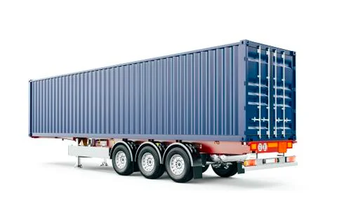 3d cargo shipping container trailer on white background Stock Illustration