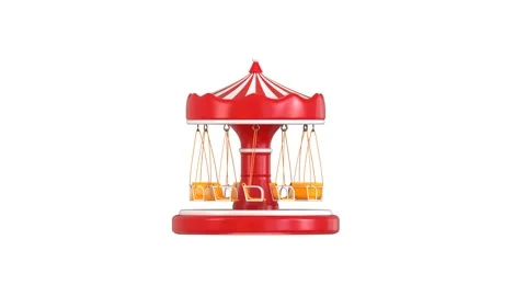 3d Carousel icon animation concept of amusement theme park icon 3d animation Stock Footage 314735309