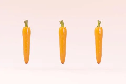 3D carrot objects on a white isolated background. 3D illustration with orange Illustrazione stock