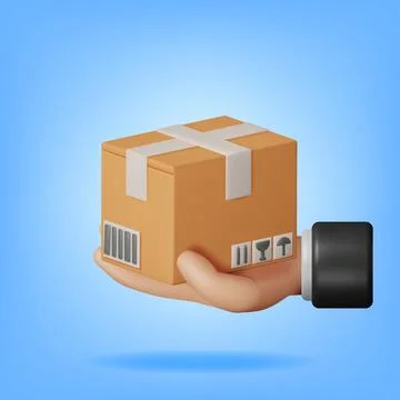 3D Carton Packaging Box in Hand Isolated Stock Illustration