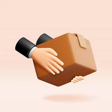 3D carton packaging box in hand isolated 库存插图