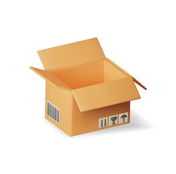 3D Carton Packaging Box Isolated on White. Stock Illustration