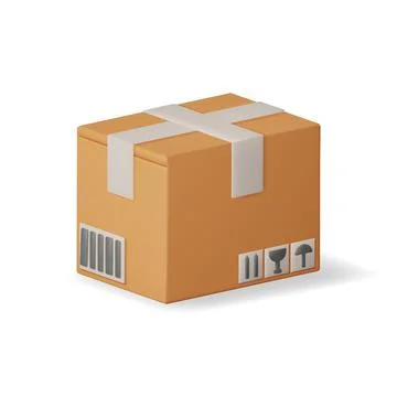 3D Carton Packaging Box Isolated on White. 库存插图