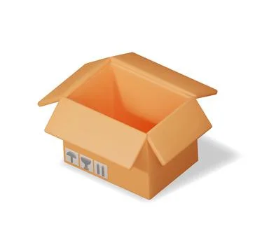 3D Carton Packaging Box Isolated on White. Stock Illustration