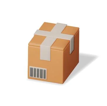 3D Carton Packaging Box Isolated on White. Stock Illustration