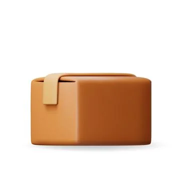 3D carton packaging box isolated on white. Stock Illustration