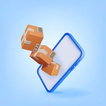 3D Carton Packaging Box in Smartphone Isolated Illustrazione stock