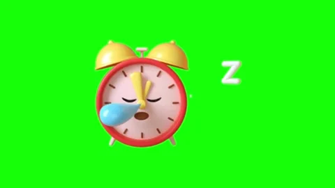 3D Cartoon Alarm Clock Sleeping and Snoring Animation on Green Screen Stock-Footage 336599484