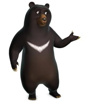 3d cartoon black bear Stock Illustration
