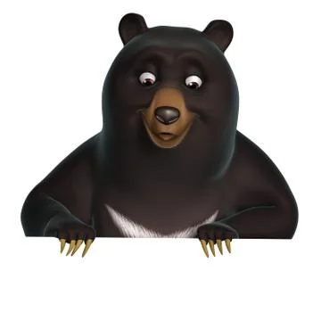 3d cartoon black bear Illustrazione stock