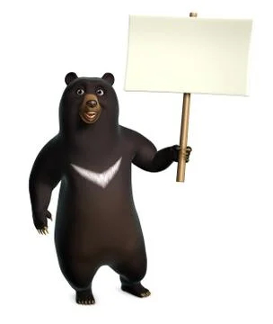 3d cartoon black bear 스톡 일러스트