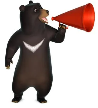 3d cartoon black bear Stock-Illustration