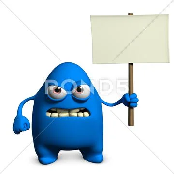 3d cartoon blue alien Stock Illustration