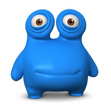 3d cartoon blue alien Illustrazione stock