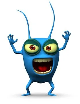 3d cartoon blue cockroach Stock-Illustration
