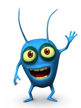 3d cartoon blue cockroach 스톡 일러스트