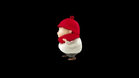 3D cartoon boy dancing . Luma matte Stock Footage 311342372