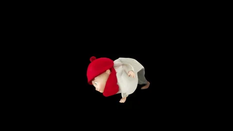 3D cartoon boy dancing . Luma matte 動画素材 318843536