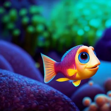 3d cartoon character of fish. Stock Illustration