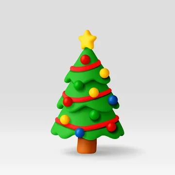 3d cartoon Christmas tree vector illustration Stock Illustration