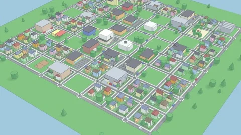 3d cartoon city low poly town able to loop endless Stock Footage 335198856