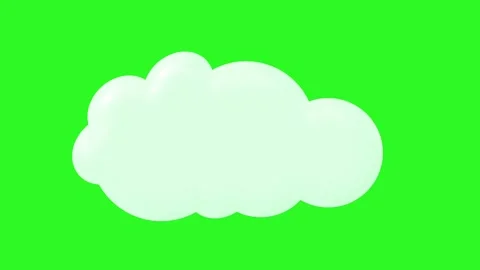 3D cartoon cloud icon on a solid green background. The white, puffy symbol Stock-Footage 317969657