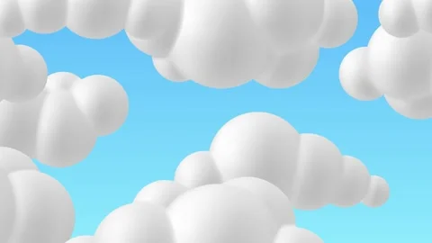 3d cartoon clouds floating in blue sky Stock Footage 189388058