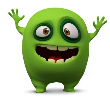3d cartoon cute bacterium Illustrazione stock