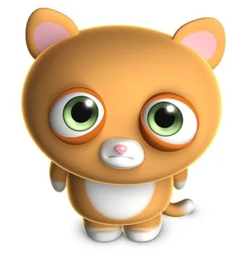 3d cartoon cute cat Иллюстрация