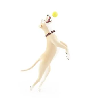3d cartoon dog jumping to catch a ball Stock Illustration
