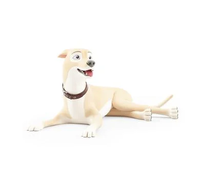 3d cartoon dog lying on the floor Stock Illustration