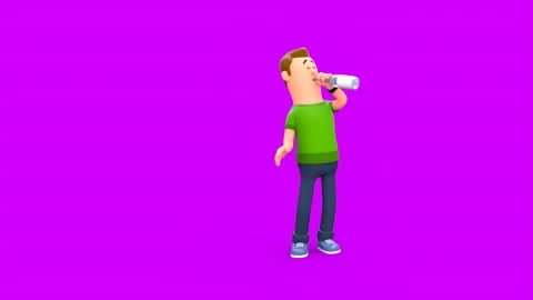 3D Cartoon Drunkard Man Drinking Liquor From a Bottle and Unable to Walk Du.. Vídeos de archivo 266301919