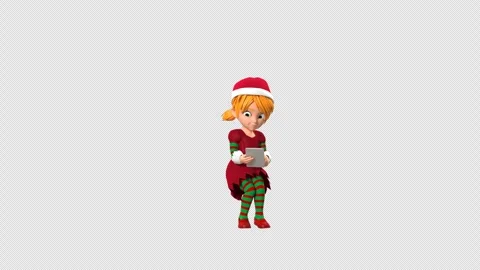 3D Cartoon Elf Girl Using Tablet 動画素材 296007265