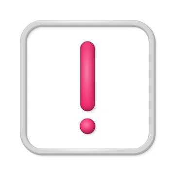 3D cartoon exclamation mark icon. Online warning hazard concept render symbol Stock-Illustration