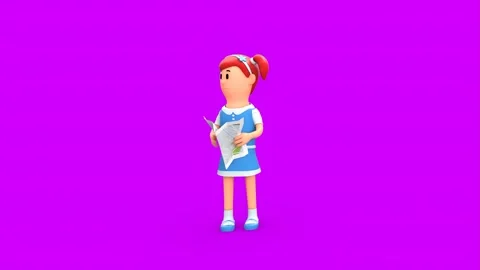 3D Cartoon Girl With Map Figuring Out Directions Looking Around Stock-Footage 266971852