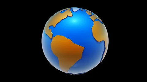 3D Cartoon Globe - matte, alpha -seamless looping roatation Stock Footage 35992809