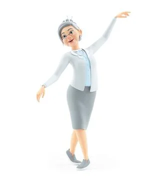 3d cartoon granny posing gracefully Stock Illustration