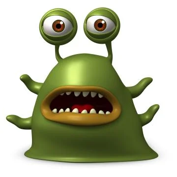 3d cartoon green alien Stock Illustration