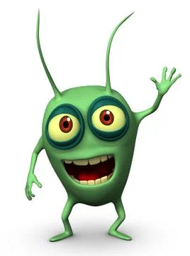3d cartoon green bug Stock Illustration