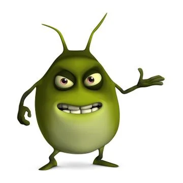 3d cartoon green bug 스톡 일러스트