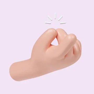 3d Cartoon hand snap gesture with a gold sound, light skin tone, icon isolated Illustrazione stock