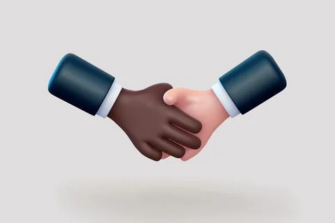 3D cartoon handshake gesture Stock Illustration