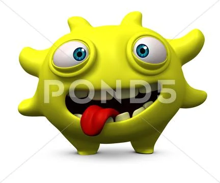 3d cartoon happy virus Stock Illustration