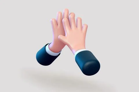 3D cartoon high five gesture Stock Illustration